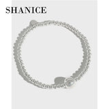 SHANICE S925 Sterling Silver Beaded Bracelet 3mm Round Bead Female Jewelry