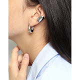 SHANICE S925 Sterling Silver Geometric Oval Ear Cuff Earrings