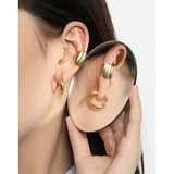 SHANICE S925 Sterling Silver Geometric Oval Ear Cuff Earrings
