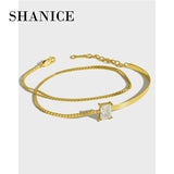 SHANICE S925 Sterling Silver CZ Crystal Double-Layer Bracelet