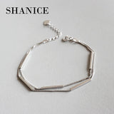 SHANICE Double Layer 925 Sterling Silver Women Bracelet Chain Link Charm Jewelry