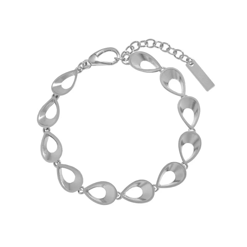 SHANICE Brushed Hollow Drop Shape S925 Silver Bracelet