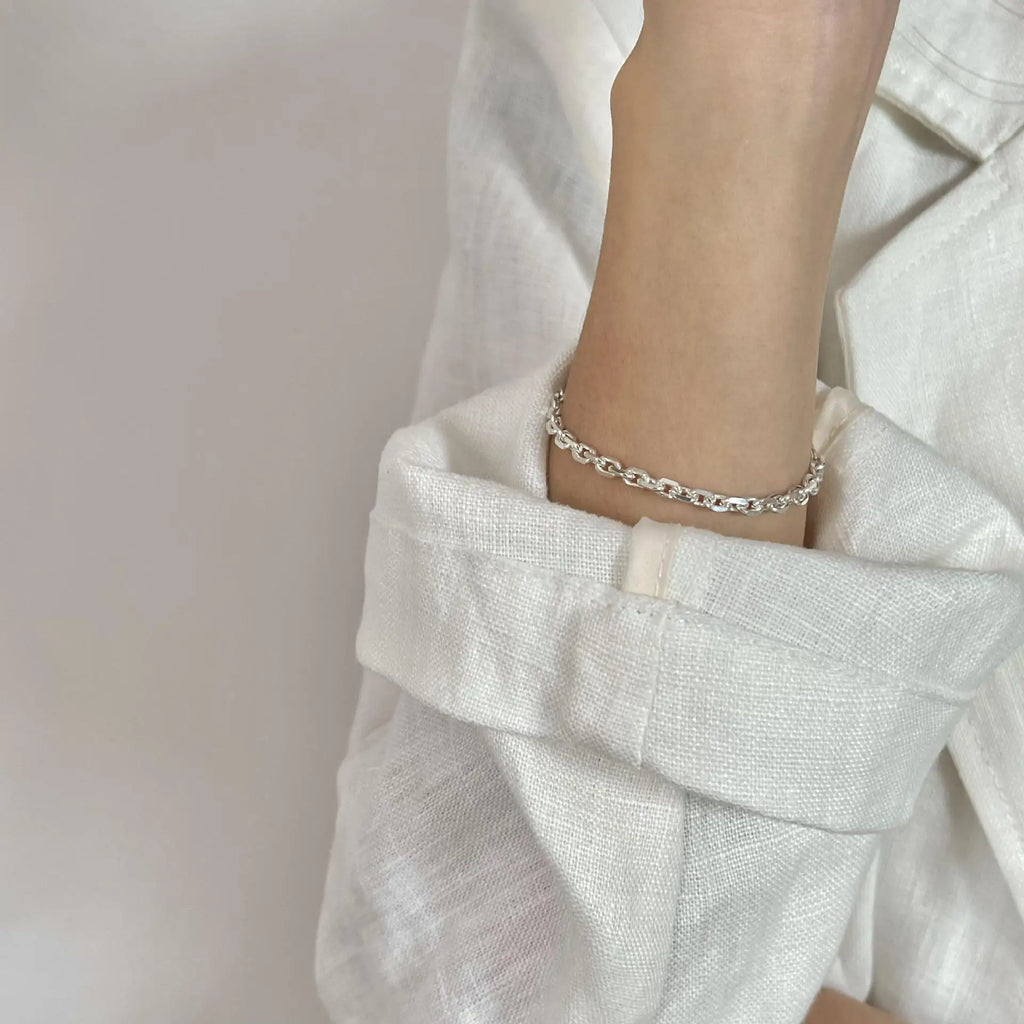 SHANICE Punk S925 Silver Car Flower Bracelet Vintage Hasp Party Jewelry Gift