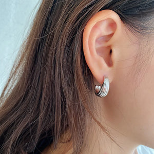 100% 925 Silver Punk Hip-Hop Round Arc Studs Earrings for Women