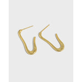 SHANICE 925 Sterling Silver Geometric U-shaped Lines Stud Earrings