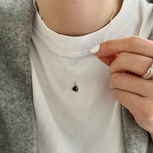 SHANICE Black Heart Necklace Love Clavicle Chain Short Pendanklace