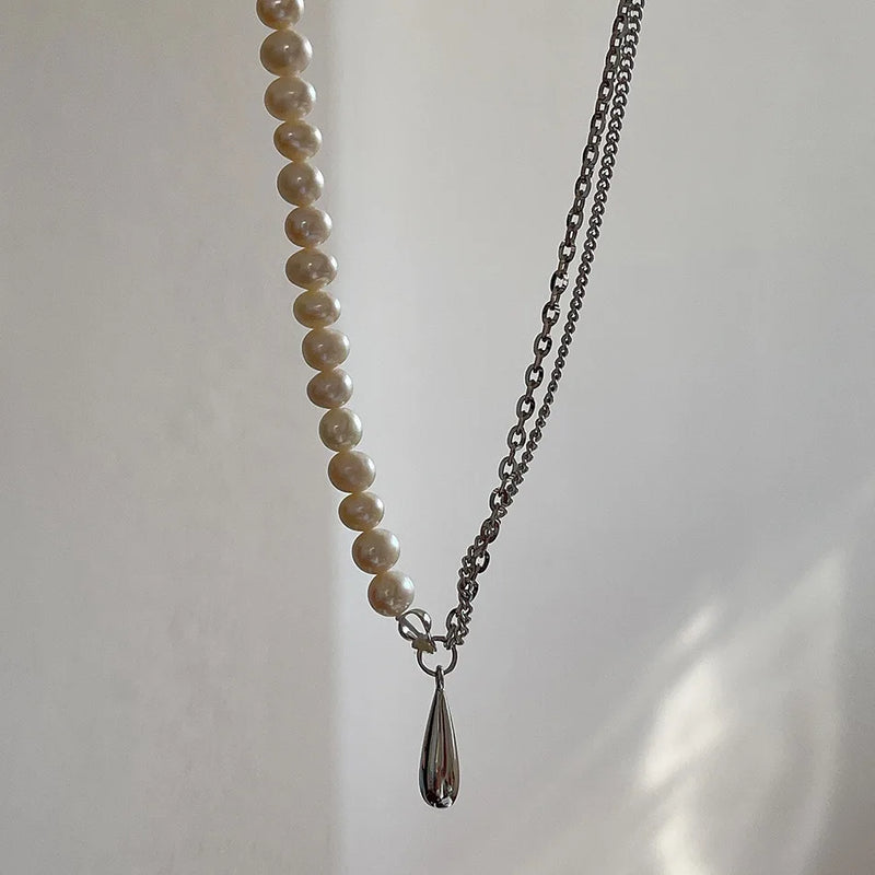 S925 Sterling Silver Pearl Drop Necklace