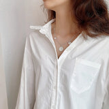 S925 Silver Heart Linked Circle Necklace Choker for Women