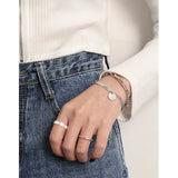 S925 Sterling Silver Retro Round Tag Twist Chain Pendant