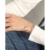 S925 Sterling Silver Retro Round Tag Twist Chain Pendant