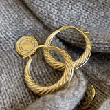 SHANICE Ripple Twist Circle Geometric Round Hoop Earrings Retro Party Jewelry