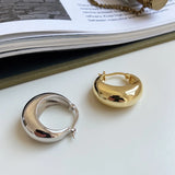 SHANICE S 925 Sterling Silver Geometric Oval Hoop Earrings