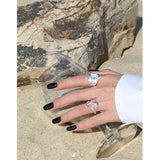 SHANICE S925 Silver Open Ring Wide Cubic Zircon Crystal for Women