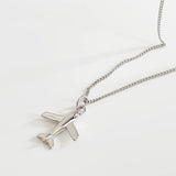 SHANICE S925 Silver Airplane Sweater Chain Pendant Necklace