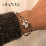 SHANICE Sterling Silver Buckle Bracelet Heart Bangle