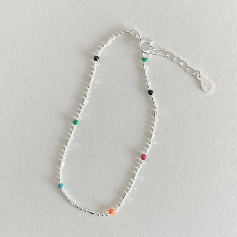 SHANICE S925 Sterling Silver Colorfull Beads Bracelet Friendship Bangle Boho