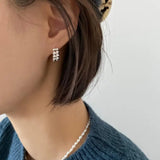 SHANICE S925 Sterling Silver Curved bead earrings women's ins earrings