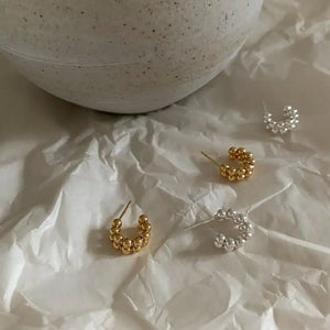 SHANICE S925 Sterling Silver Curved bead earrings women's ins earrings