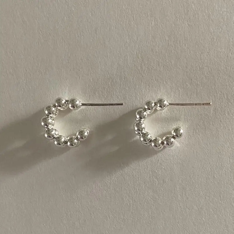 SHANICE S925 Sterling Silver Curved bead earrings women's ins earrings