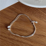 SHANICE S925 Sterling Silver Double Layer Snake Bone Bracelet
