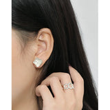 SHANICE S925 Silver Earrings Vintage Asymmetry Stud Ear Jewelry