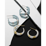 SHANICE S925 Silver Enamel Drop Geometric Earrings