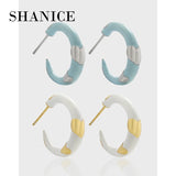 SHANICE S925 Silver Enamel Drop Geometric Earrings