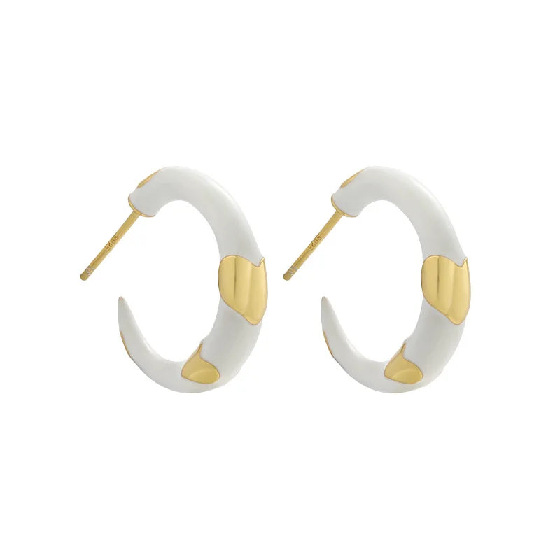 SHANICE S925 Silver Enamel Drop Geometric Earrings