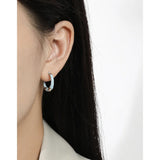 SHANICE S925 Silver Enamel Drop Geometric Earrings