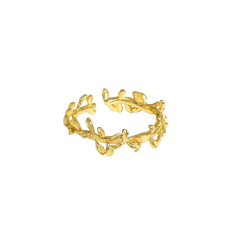 SHANICE S925 Sterling Silver Allergic Free Olive Branch Women Resizable Rings