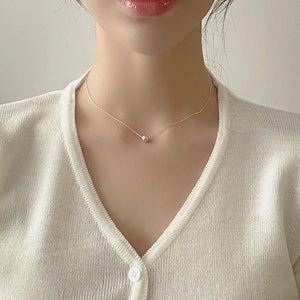 SHANICE S925 Silver Necklace Ball Beads Pendant Clavicle Chain Wedding Jewelry