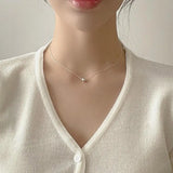 SHANICE S925 Silver Necklace Ball Beads Pendant Clavicle Chain Wedding Jewelry