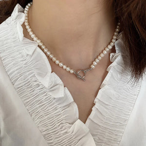 SHANICE S925 Sterling Silver Pearl Necklace Baroque Irregular Chokers
