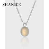 SHANICE S925 Sterling Silver Oval Agate Pendant Necklace for Women