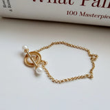 SHANICE S925 Thick Chain Bracelet Half Pearl OT Buckle Men Women Jewelry