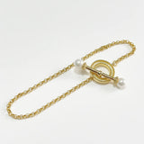 SHANICE S925 Thick Chain Bracelet Half Pearl OT Buckle Men Women Jewelry