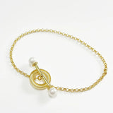 SHANICE S925 Thick Chain Bracelet Half Pearl OT Buckle Men Women Jewelry