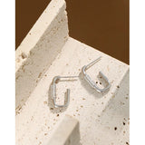 SHANICE S925 Sterling Silver Safety Pin Studs Earrings Crystal CZ Female Jewelry