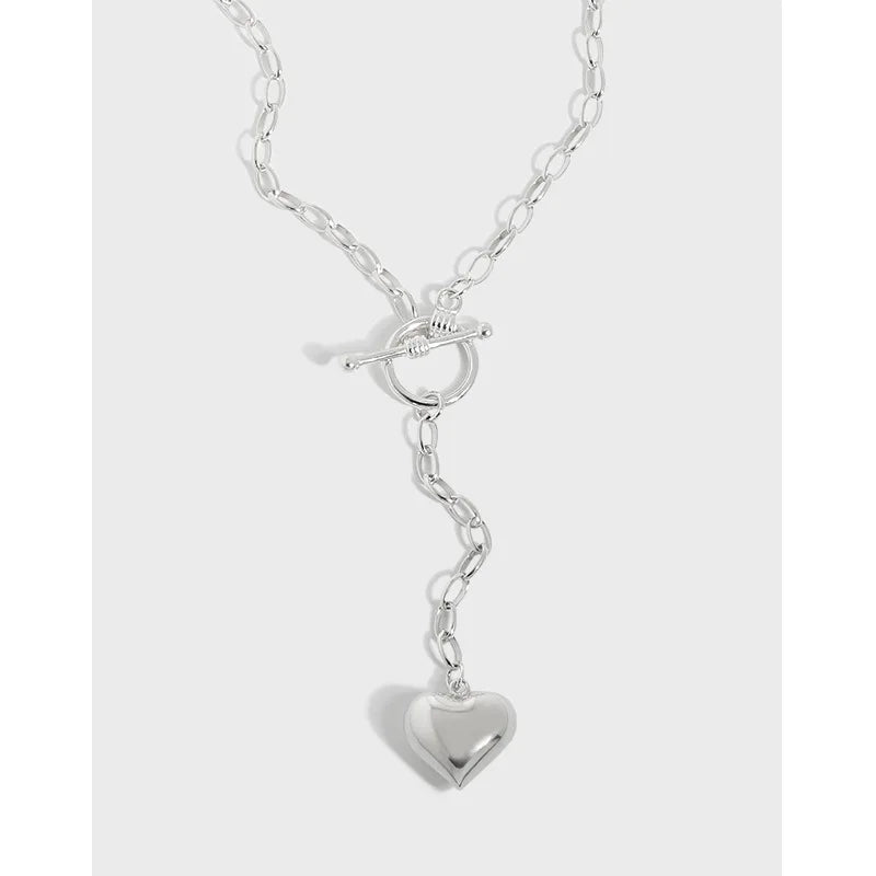 SHANICE S925 Silver Sweater Necklace LOVE Heart Party Jewelry