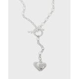 SHANICE S925 Silver Sweater Necklace LOVE Heart Party Jewelry