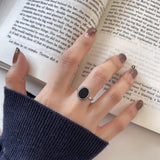 SHANICE S925 Silver Oval Inlaid Agate Big Ring Women's Jewelry
