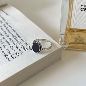 SHANICE S925 Silver Oval Inlaid Agate Big Ring Women's Jewelry
