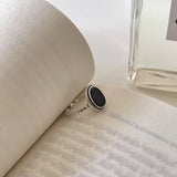 SHANICE S925 Silver Oval Inlaid Agate Big Ring Women's Jewelry