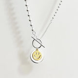 SHANICE S925 Beads Chain Smiley Round Necklace for Women