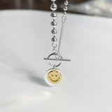 SHANICE S925 Beads Chain Smiley Round Necklace for Women