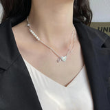 SHANICE S925 Sterling Silver Necklace Irregular Love Pearl Zircon Choker