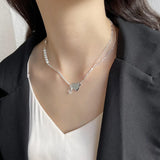 SHANICE S925 Sterling Silver Necklace Irregular Love Pearl Zircon Choker