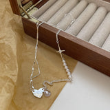 SHANICE S925 Sterling Silver Necklace Irregular Love Pearl Zircon Choker
