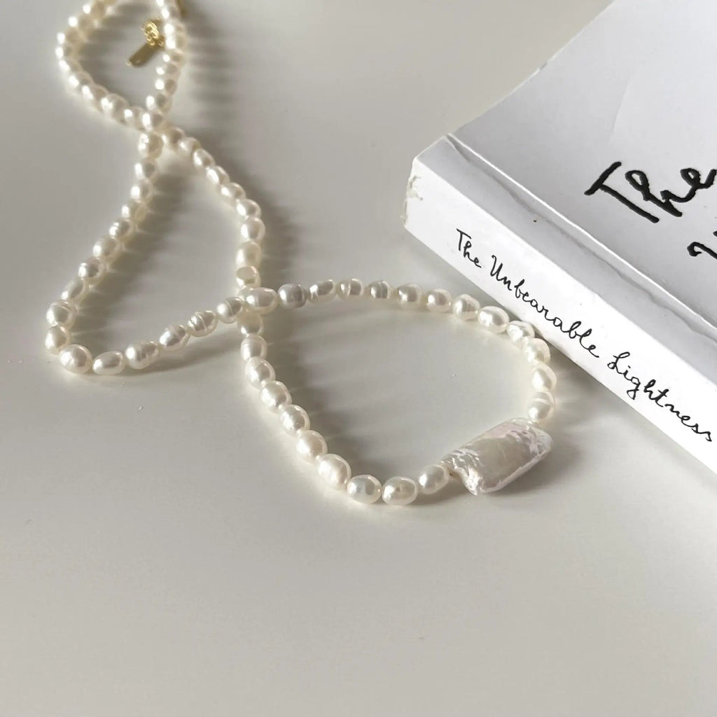 SHANICE S925 Pearl Coin Portrait Pendant Necklace Vintage Link Chain Punk