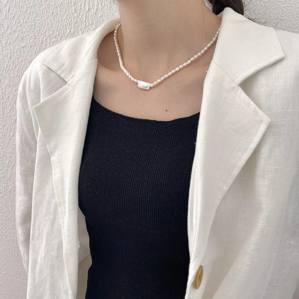 SHANICE S925 Pearl Coin Portrait Pendant Necklace Vintage Link Chain Punk